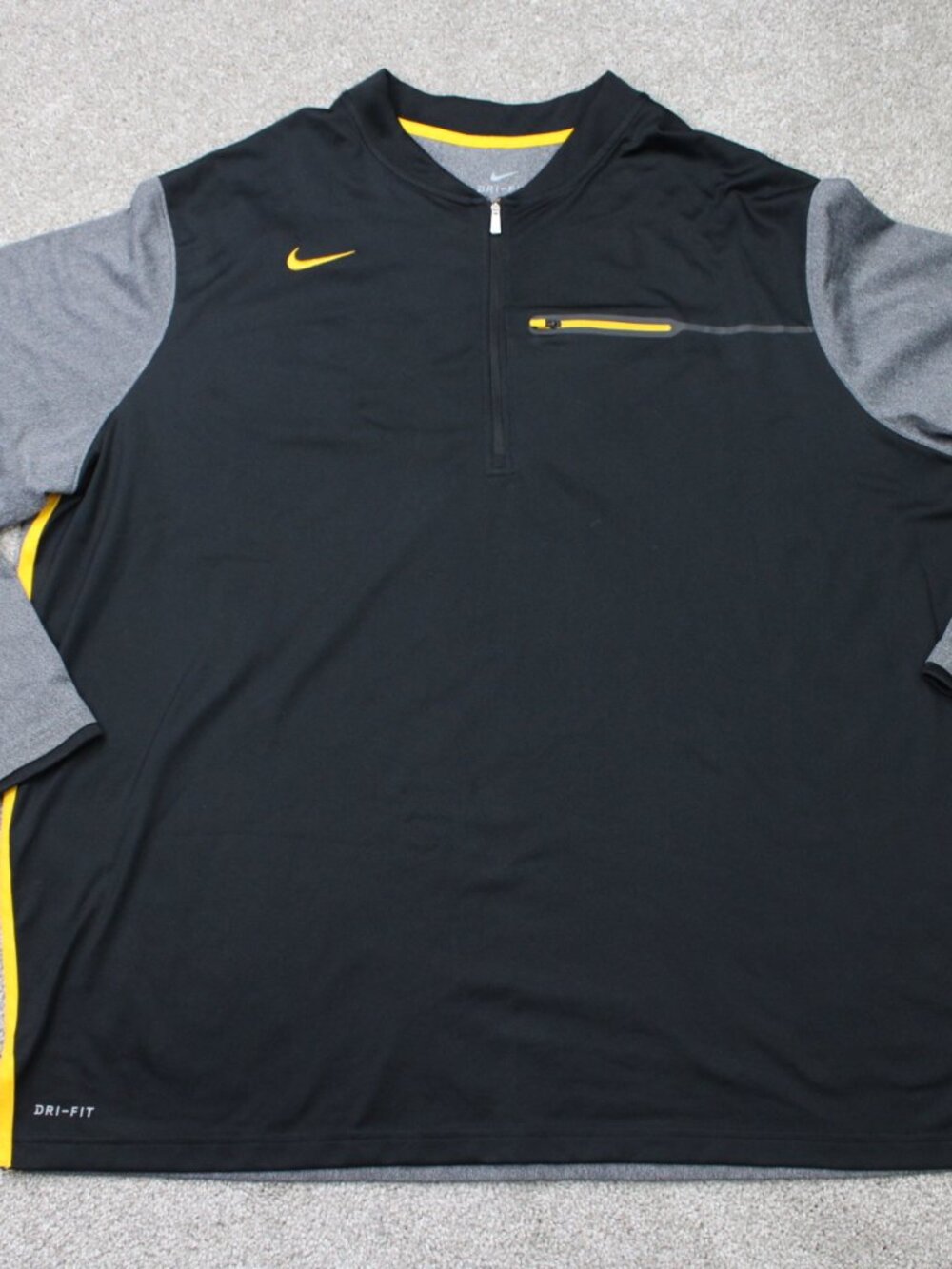 Nike Sweatshirt Mens 3XL XXXL Black/Gray 1/2 Zip Dri-Fit Elite L/S Pullover